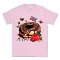 Bubblegum Pink donut strawberry and usa flag Classic Tee - AdoDesignShop