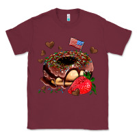 Burgundy donut strawberry and usa flag Classic Tee - AdoDesignShop