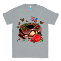 Heather Grey donut strawberry and usa flag Classic Tee - AdoDesignShop