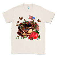 Natural donut strawberry and usa flag Classic Tee - AdoDesignShop