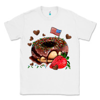 White donut strawberry and usa flag Classic Tee - AdoDesignShop