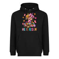 Black He Is Risen Easter Heavyweight Hoodie - BundleAndBundleShop