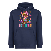 Navy He Is Risen Easter Heavyweight Hoodie - BundleAndBundleShop