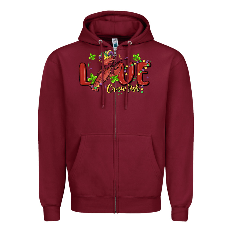 Mardi Gras Love Crawfish Zipper Hoodie by MaliasSmallBusiness | Teevron