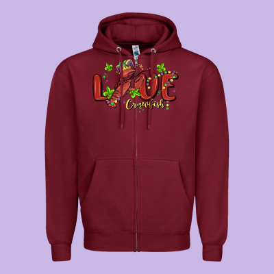Mardi Gras Love Crawfish Zipper Hoodie Designed By Maliassmallbusiness