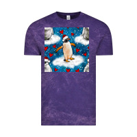 Cloud Purple christmas penguin and heart seamless pattern Vintage Tee - BundleAndBundleShop