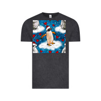 Vintage Black christmas penguin and heart seamless pattern Vintage Tee - BundleAndBundleShop