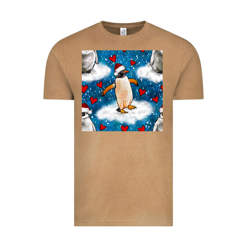 Christmas Penguin And Heart Seamless Pattern Vintage Tee by BundleAndBundleShop | Teevron