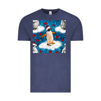 Vintage Denim christmas penguin and heart seamless pattern Vintage Tee - BundleAndBundleShop