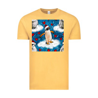Vintage Mustard christmas penguin and heart seamless pattern Vintage Tee - BundleAndBundleShop