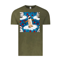 Vintage Olive christmas penguin and heart seamless pattern Vintage Tee - BundleAndBundleShop