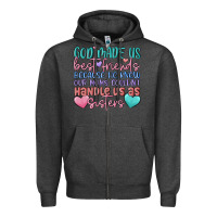 Charcoal Heather god made us best friend Zipper Hoodie - MaliasSmallBusiness
