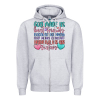 Heather Grey god made us best friend Zipper Hoodie - MaliasSmallBusiness