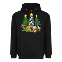 Black Christmas With Soccer Trees Heavyweight Hoodie - BundleAndBundleShop