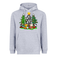 Heather Grey Christmas With Soccer Trees Heavyweight Hoodie - BundleAndBundleShop