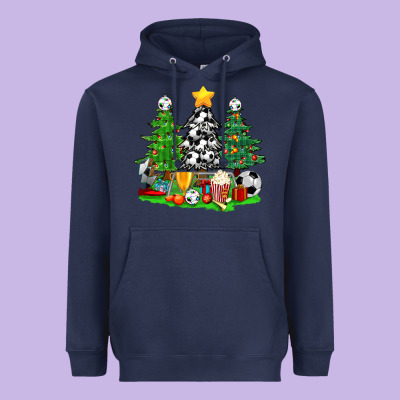Christmas With Soccer Trees Heavyweight Hoodie Designed By Bundleandbundleshop