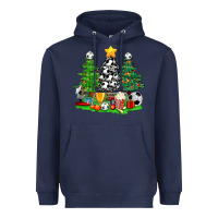 Navy Christmas With Soccer Trees Heavyweight Hoodie - BundleAndBundleShop