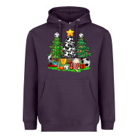 Plum Christmas With Soccer Trees Heavyweight Hoodie - BundleAndBundleShop