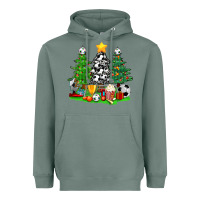 Sage Christmas With Soccer Trees Heavyweight Hoodie - BundleAndBundleShop