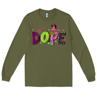 Army Green dope with afro black woman Long Sleeve Tee - NancyCooperArtShop