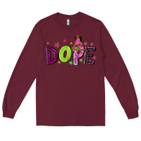 Burgundy dope with afro black woman Long Sleeve Tee - NancyCooperArtShop
