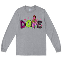 Heather Grey dope with afro black woman Long Sleeve Tee - NancyCooperArtShop