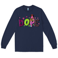 Navy dope with afro black woman Long Sleeve Tee - NancyCooperArtShop