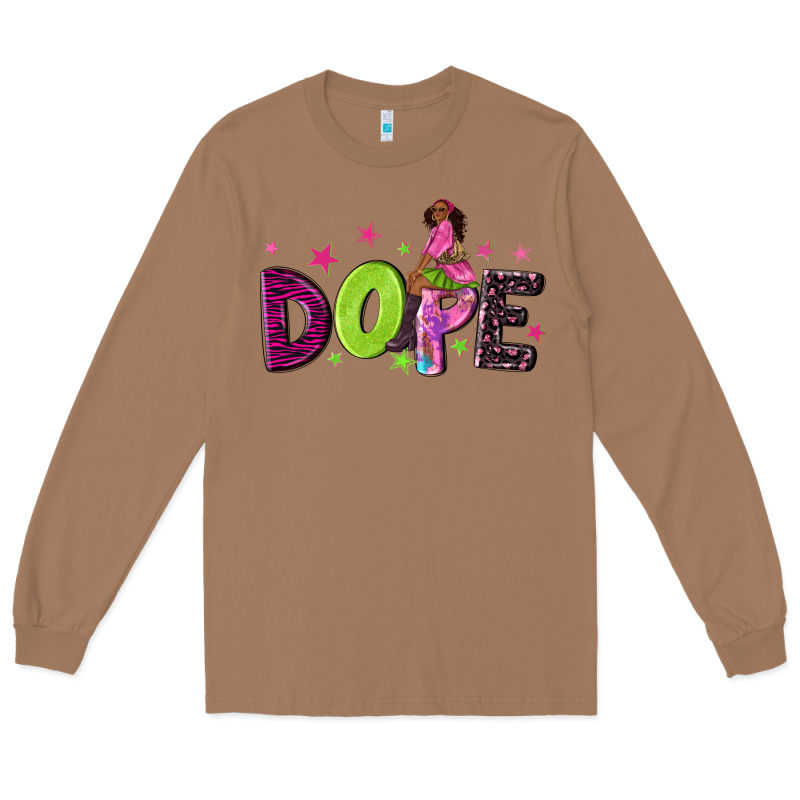 Dope With Afro Black Woman Long Sleeve Tee by NancyCooperArtShop | Teevron