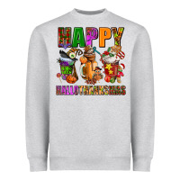 Heather Grey happy hallothanksmas Heavyweight Sweatshirt - AdoDesignShop