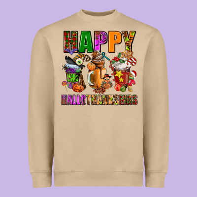 Happy Hallothanksmas Heavyweight Sweatshirt Designed By Adodesignshop