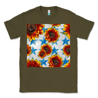 Army Green patriotic sunflowers and stars Classic Tee - BundleAndBundleShop