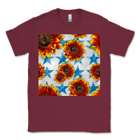 Burgundy patriotic sunflowers and stars Classic Tee - BundleAndBundleShop
