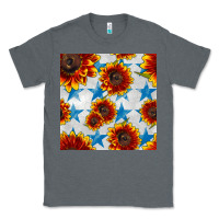 Charcoal Heather patriotic sunflowers and stars Classic Tee - BundleAndBundleShop