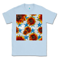Dusty Blue patriotic sunflowers and stars Classic Tee - BundleAndBundleShop