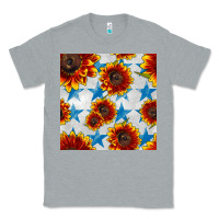 Heather Grey patriotic sunflowers and stars Classic Tee - BundleAndBundleShop
