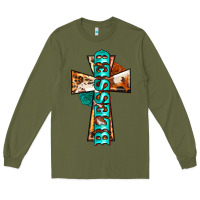 Army Green blessed cross Long Sleeve Tee - BarkalooDesign