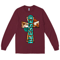 Burgundy blessed cross Long Sleeve Tee - BarkalooDesign