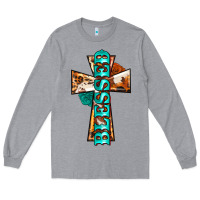 Heather Grey blessed cross Long Sleeve Tee - BarkalooDesign
