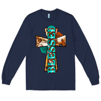 Navy blessed cross Long Sleeve Tee - BarkalooDesign