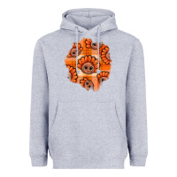 Heather Grey Thanksgiving Turkey With Tartan Patch Heavyweight Hoodie - BundleAndBundleShop