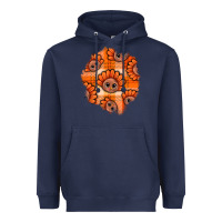 Navy Thanksgiving Turkey With Tartan Patch Heavyweight Hoodie - BundleAndBundleShop