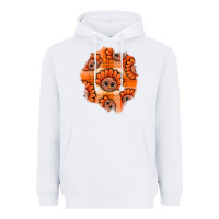 White Thanksgiving Turkey With Tartan Patch Heavyweight Hoodie - BundleAndBundleShop