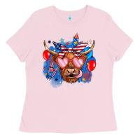 Bubblegum Pink western america cow Ladies Tee - JahusDesignShop