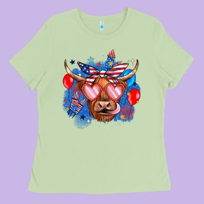 Western America Cow Ladies Tee Designed By Jahusdesignshop