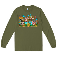 Army Green farm cute animals with sunflower coffee cups Long Sleeve Tee - NancyCooperArtShop
