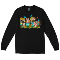 Farm Cute Animals With Sunflower Coffee Cups Long Sleeve Tee | Teevron