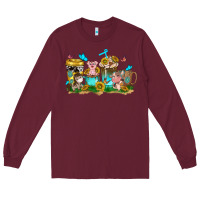 Burgundy farm cute animals with sunflower coffee cups Long Sleeve Tee - NancyCooperArtShop