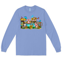 Colony Blue farm cute animals with sunflower coffee cups Long Sleeve Tee - NancyCooperArtShop