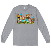 Heather Grey farm cute animals with sunflower coffee cups Long Sleeve Tee - NancyCooperArtShop
