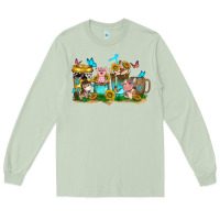 Matcha farm cute animals with sunflower coffee cups Long Sleeve Tee - NancyCooperArtShop